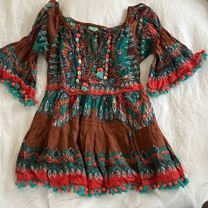 Bohemian Tribal Earthy patterned Swim Coverup